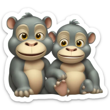 2 monkeys 1 hippopotamus sticker