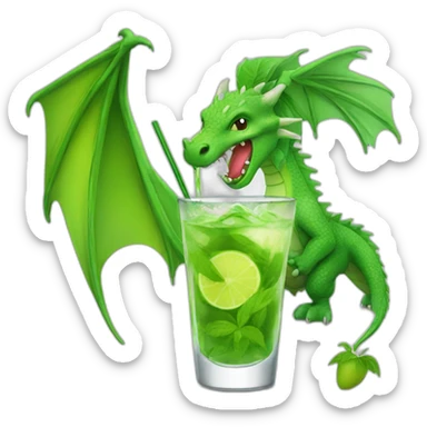 dragon drinking mojito sticker