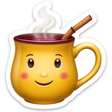 a yellow mug with steaming mulled wine without face

 sticker