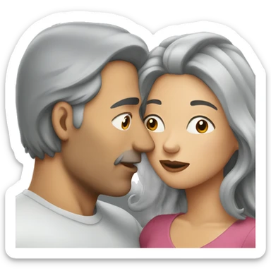 Man with brown hair kissing woman with long gray hair  sticker