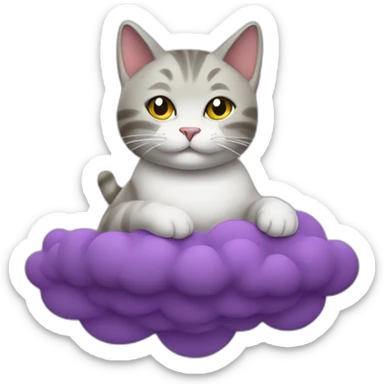 cat secretary sitting on top of the purple cloud sticker