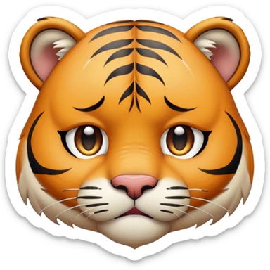 sad depressed tiger face with tears for Twitch emote sticker