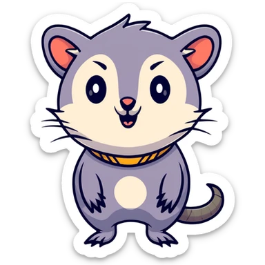 goth possum wearing a spiked collar, moody expression sticker