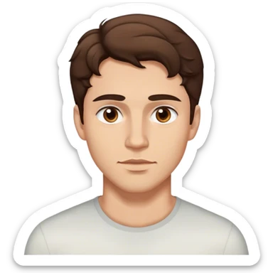 man with short wavy brown hair, deep brown eyes, strong jawline sticker