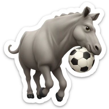 Rinoceronte forte e com raiva segurando uma bola de soccer na mão  sticker