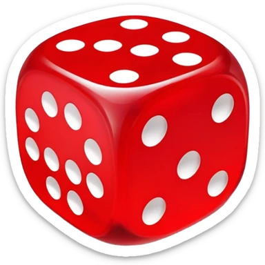 red casino dice with white dots, emoji style sticker