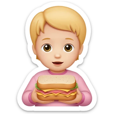 Baby with bologna sandwich  sticker