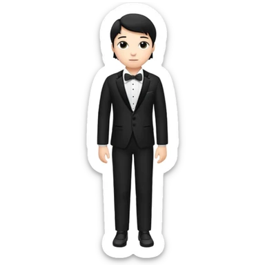 white boy with black hair in a tuxedo. full body sticker