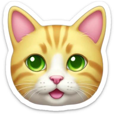 yellow cute cat with green eyes and pink nose sticker