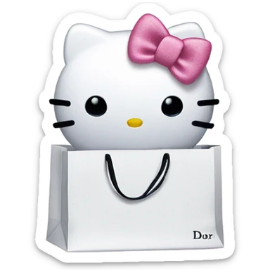 hello kitty head with dior shopping bag  sticker