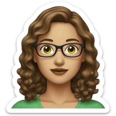 woman-with-wavy-brown-hair-square-glasses-green-eyes sticker
