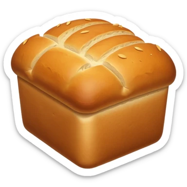 loaf bread object icon, classic bread loaf, golden brown crust, soft texture, 3D cartoon, mobile game icon style, centered, clean background, no text, no watermark
 sticker
