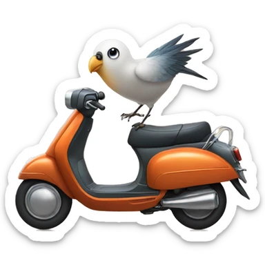 bird on moped sticker