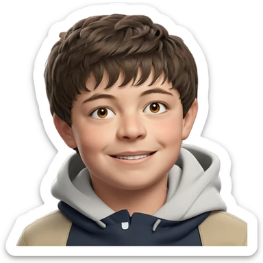 smiling boy with brown hair sticker