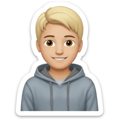 Kjekk gutt (lys i huden) som har pynta seg. Har på seg Jeans og grå hette genser og håret skal være  midtskill og fargen på håret er blondt. Litt øyevipper men ikke mye og litt mørke brun. Skal se HOT Å SEXY UT smile mer!!! sticker