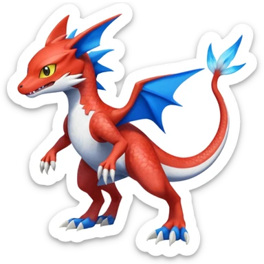 Gabite-Veemon-Digimon-Latias-Peppercat-Pokémon-Flamedramon-fusion-animal-hybrid-creature, Full body  sticker
