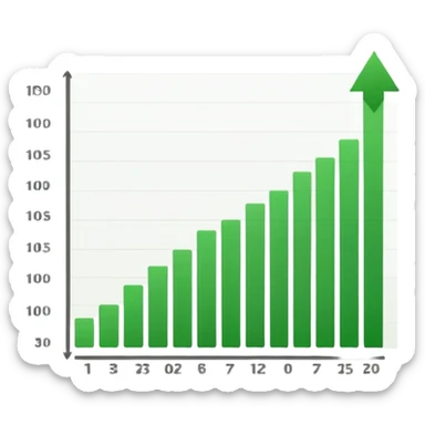 graph with line going up and the line being green sticker