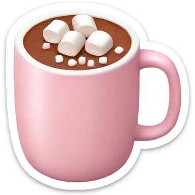 Light Pink mug of hot chocolate with marshmallows  sticker