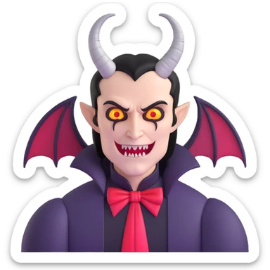 Vampire with demonic horns sticker