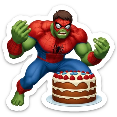 Homem aranha levando torta na cara de Hulk sticker