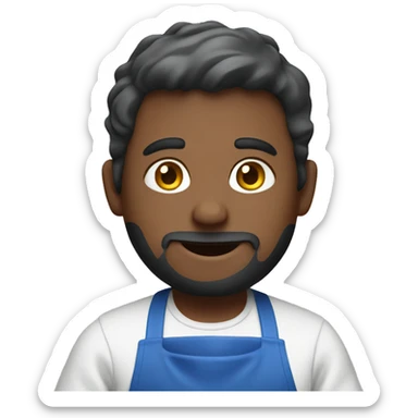 guy in a blue apron preparing food sticker