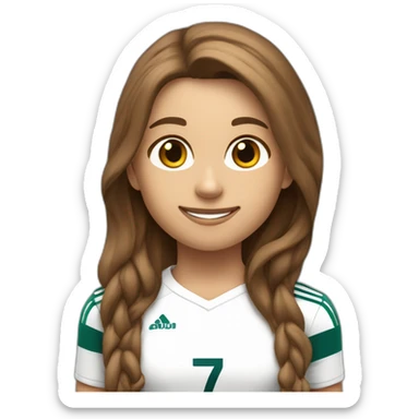 Caucasian girl with long Brown hair doing cr7 siu celebration full body sticker