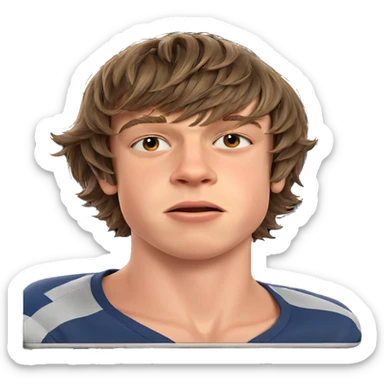 boy with brown hair portrait sticker