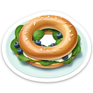 Pear spinach salad with half a blueberry bagel sticker