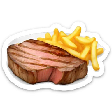 a meal dish with steak and chips sticker