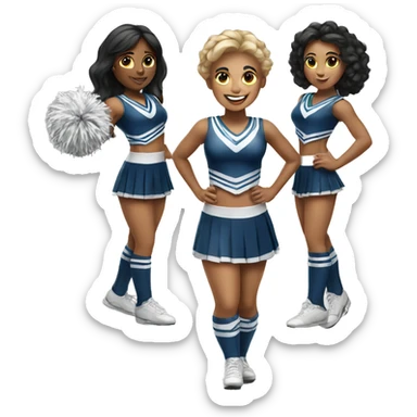 Three female cheerleaders one Hispanic two black  sticker