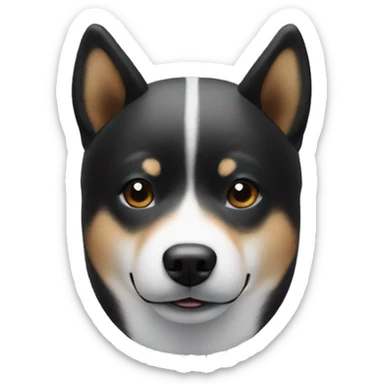 black shiba inu with silver airpods max on head sticker