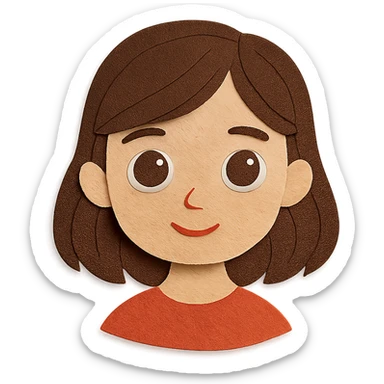 portrait of a girl with brown eyes and brown hair in paper craft style sticker