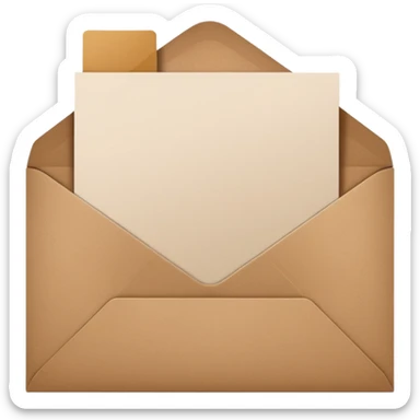 blank greeting card open with brown envelope next to it sticker