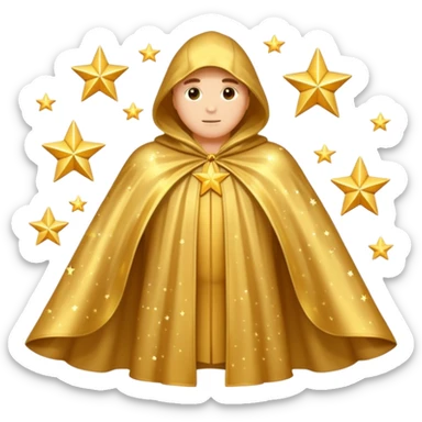 a fantasy  magic, gold color with star pattern cloak sticker