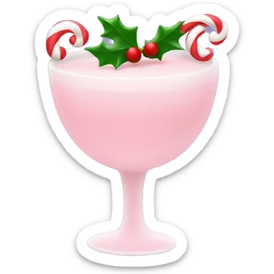 pastel pink christmas drink, with mistletoe on it sticker