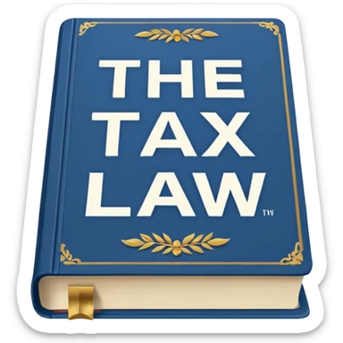 a blue book that says "the tax law" sticker