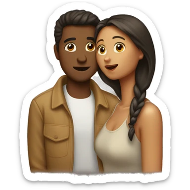 tan guy and girl kissing sticker