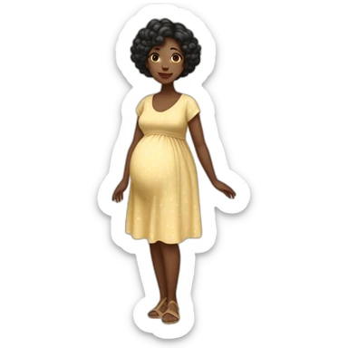 One full body black pregnant lady with very short blackish brownish 4c hair mid 20’s in summer dress sticker