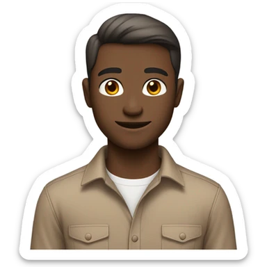 sub male with A soft brown button-up shirt with a slim fit and simple collar, offering a clean and gentle look.

 sticker