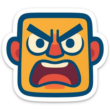 angry face, expressive, vibrant style sticker