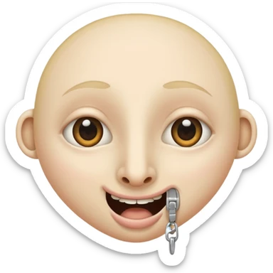 face with a zipper mouth and a long nose peeking out sticker