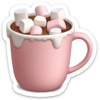 Light Pink mug of hot chocolate with marshmallows  sticker