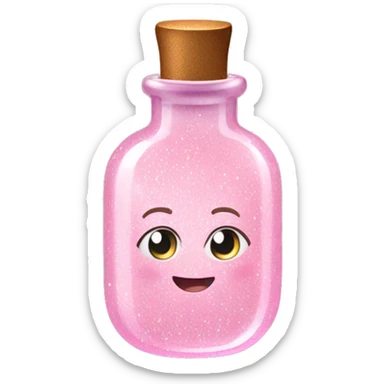 light pink glitter in a little magical looking bottle oval sticker