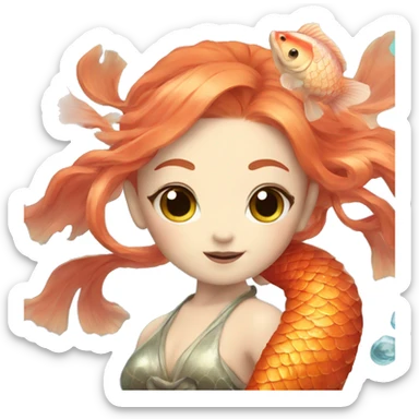Japanese koi mermaid  sticker