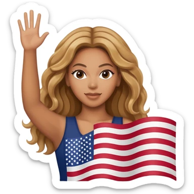 Beyonce with holding  american flag sticker