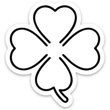 Add a soft drop shadow to the black 5-leaf clover with subtle shading, keep the background transparent, maintain the black outlined style with no fill. sticker