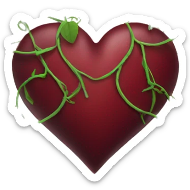 dark red heart with vines sticker