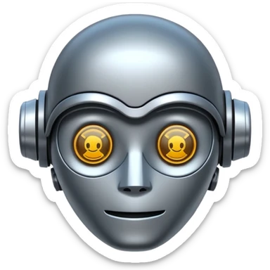 emoji representing AI with stylized robot head and digital elements, clear and recognizable emoji style sticker