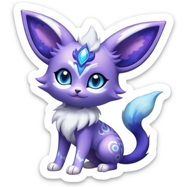 Shiny Exotic Cute Nebulae Adorable Majestic Espeon-Meowstic-Hybrid-Creature with pattern-markings sticker