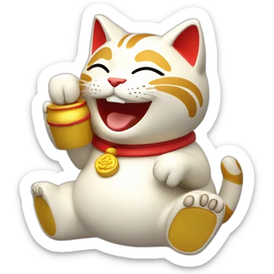 laughing Maneki-neko sticker